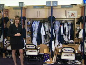 Jane Mitchell in the Padres locker room