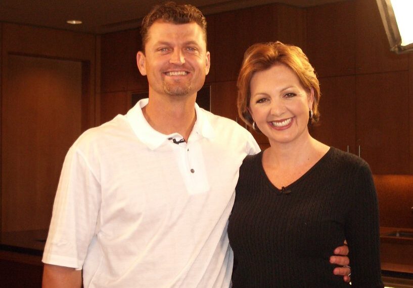 Jane with Trevor Hoffman on set during her show